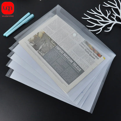 5pcs Plastic Transparent Document Storage Folder  Bag 16C -A4 Paper Size