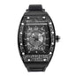 MISSFOX New Men Wrist Watches Tonneau Rubber Strap Waterproof Male Quartz Watch Unique Classic Gold Hollow Men's Clocks Gifts