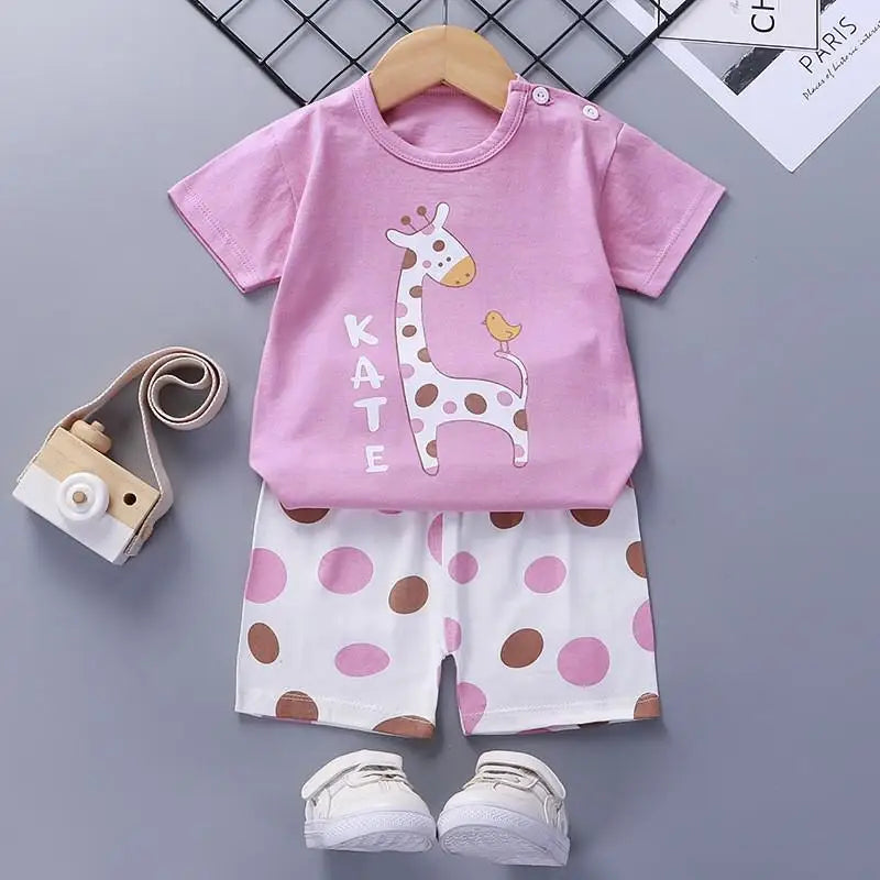 Fashion New Children Sets 6m-6y Toddler Costume Summer Blouse + Shorts Set For Kids Clothing Baby Girls T-shirt Outfit