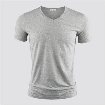 Men's Pure Color V Collar Short Sleeved T-Shirt