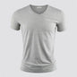 Men's Pure Color V Collar Short Sleeved T-Shirt