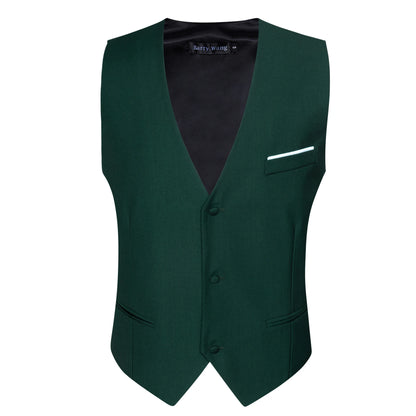 Designer Men's Vest Solid Silk Satin Waistcoat Tie Bowtie Hanky Set