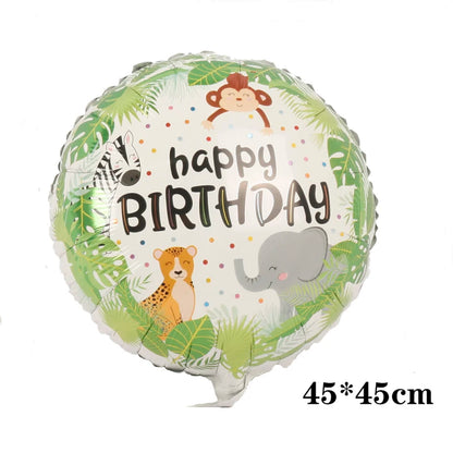 New Cartoon Animal Theme Foil Balloon Jungle Safari Lion Monkey Rabbit Kids Adult Birthday Party Decoration Supplies Baloon