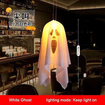 LED Glow Ghost Party Halloween Decoration for Home Indoor Outdoor Haunted House Bar Hanging Horror Props with Lights