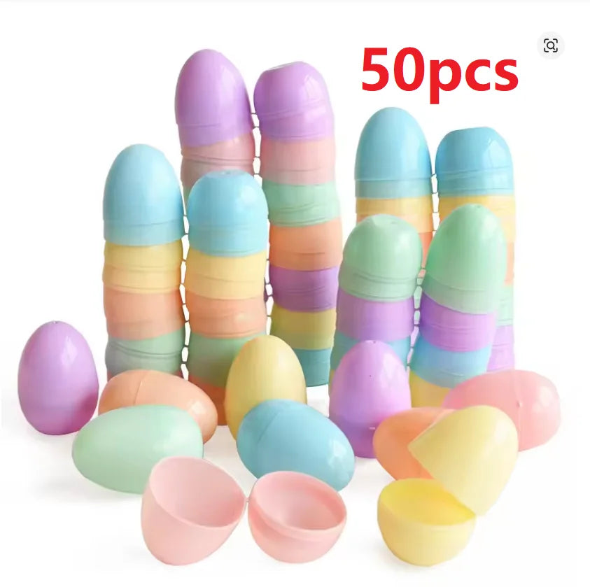 100Pcs Macaron Color Easter Eggs Plastic Fillable Easter Egg Hunt Game Supplies Candy Gift Packing Box Kids Birthday Party Decor