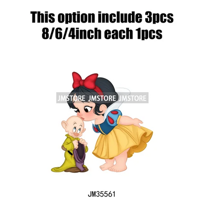 Love Cute Cartoon Little Baby Princess Girls Character Iron on DTF Transfers Washable Stickers Ready to Press for Clothes Bags