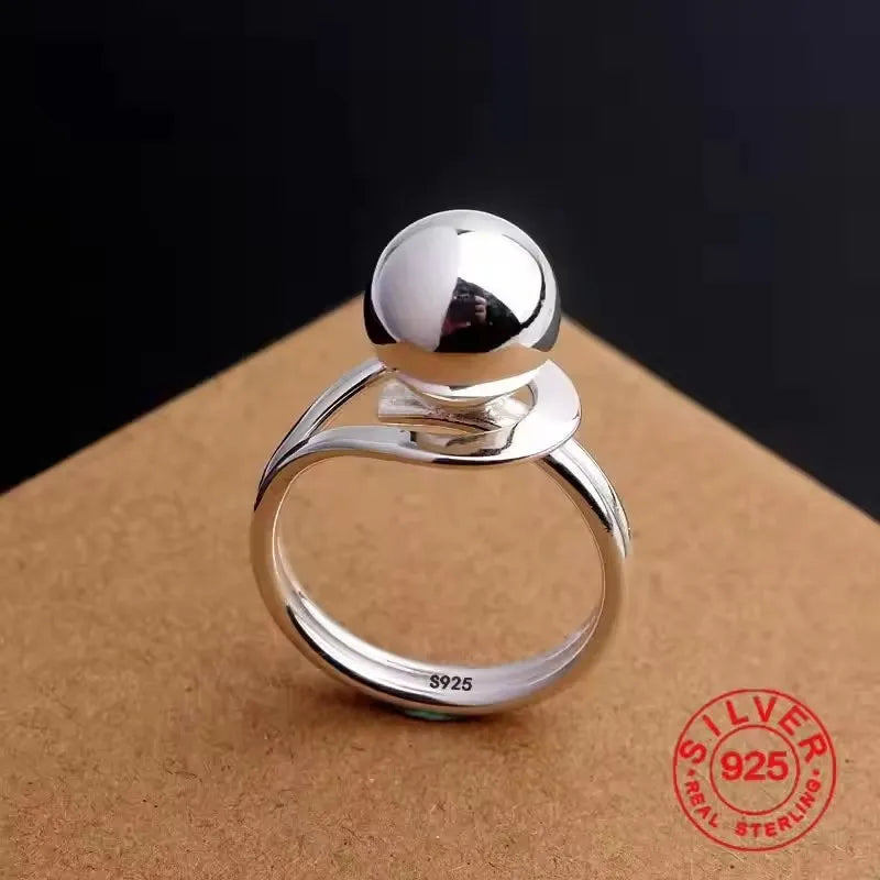 925 Sterling Silver Rings For Women Men Fine Jewelry Finger Adjustable Open Vintage Chain Ring