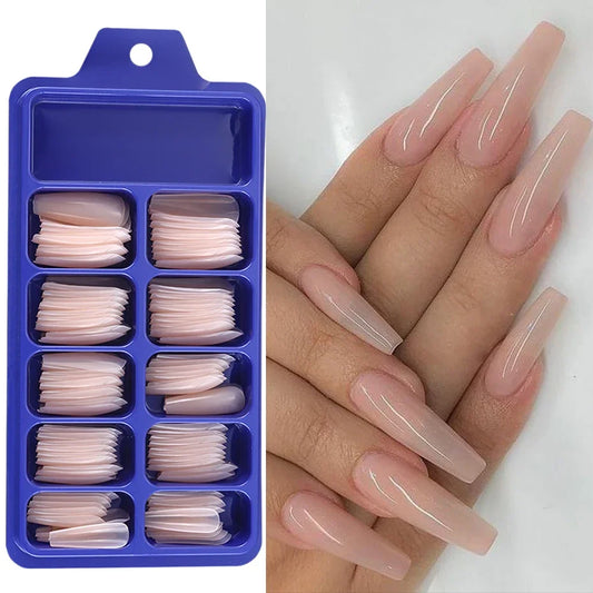 100pcs Nude Pink False Nail Press On Acrylic Nails