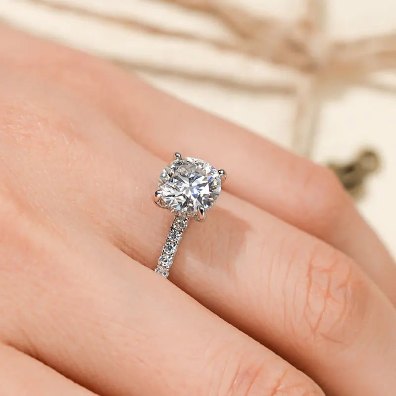 8mm 2.0CT Moissanite Solitaire Ring for Women 18k Gold Plated 925 Silver Engagement Wedding Promise Rings Finger Bands Jewelry