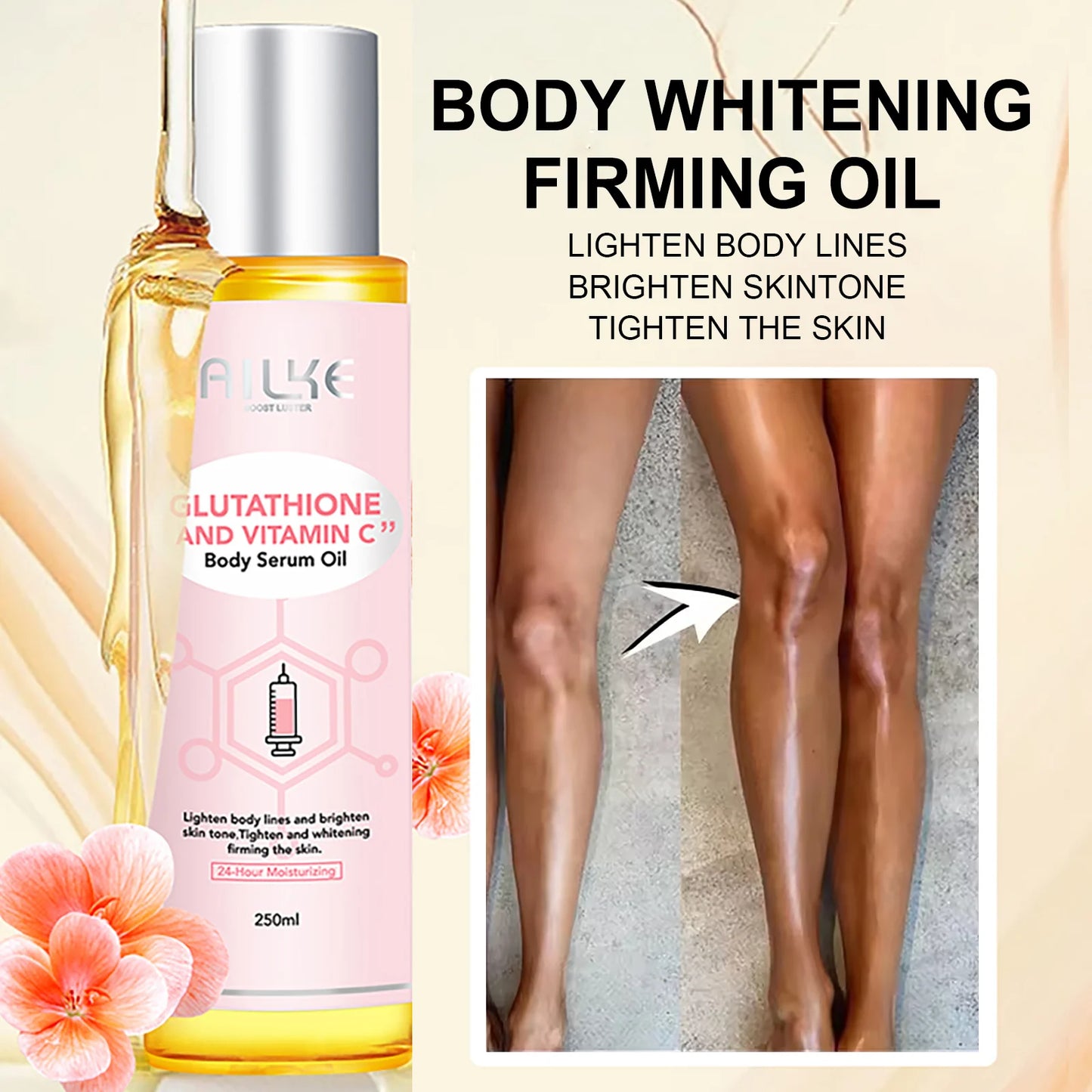 AILKE Brightening Skin Care Set, With Vitamin C, Glutathione, Reduce Spots, Moisturizing, Smooth Soft Skin, Improve Skin Radiant