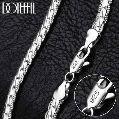 Sterling Silver 925 - 8/16/18/20/22/24 Inch 6mm Side Chain Necklace Bracelet For Woman Men Fashion Charm Wedding Jewelry