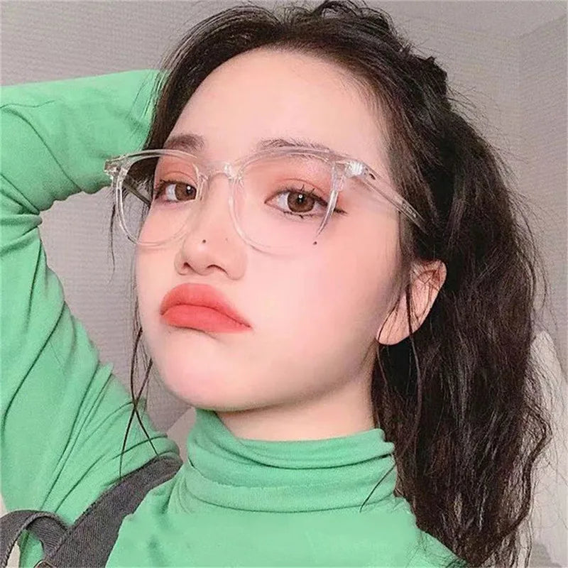 Glasses Fashion Anti-blue Myopia Glasses for Women Men Popular Big Square Glasses College Students Nearsighted TR90 -1.0~-4.0