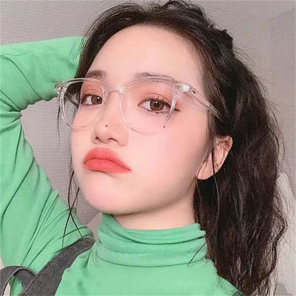 Glasses Fashion Anti-blue Myopia Glasses for Women Men Popular Big Square Glasses College Students Nearsighted TR90 -1.0~-4.0
