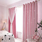 Kids Girls Bedroom Pink Curtains Star Cutout Blackout with White Sheer Pastel Nursery Window Curtain Panels for Living Room Home