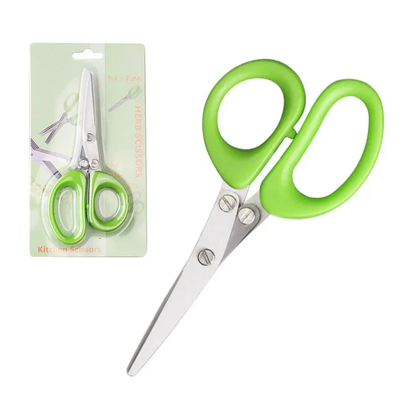 Muti-Layers Kitchen Scissors Stainless Steel Vegetable Cutter Scallion Herb Laver Spices cooking Tool Cut Kitchen Accessories