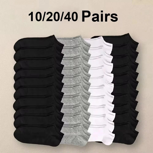 10/20/40 Pairs Men's Boat Socks Sweat Absorption Ankle