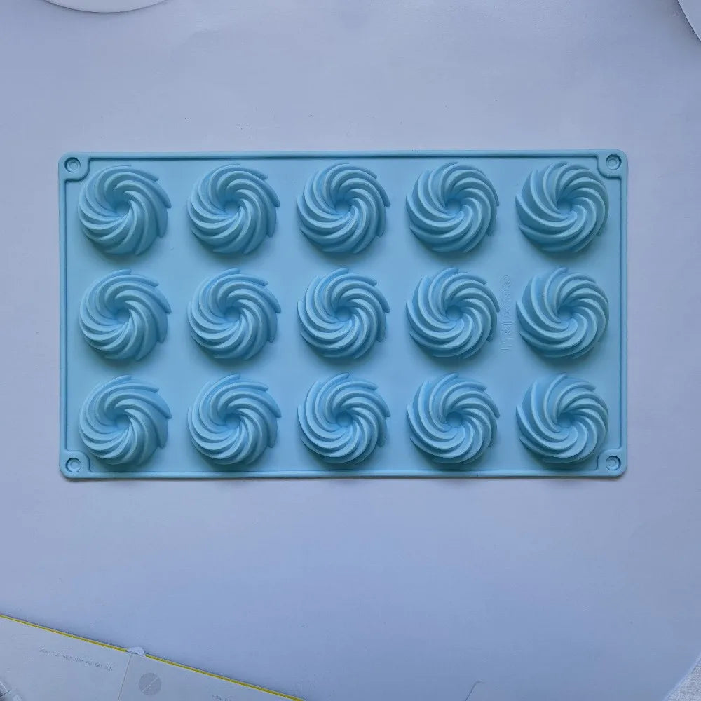 15 Holes Spiral Shape Silicone Cake Mold Mousse Chocolate Dessert Jelly Mould Donuts Pastry Baking Tools