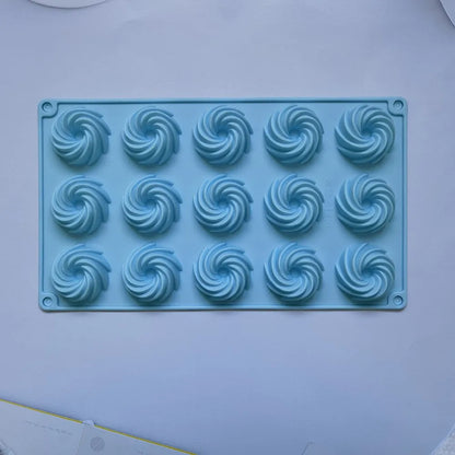 15 Holes Spiral Shape Silicone Cake Mold Mousse Chocolate Dessert Jelly Mould Donuts Pastry Baking Tools