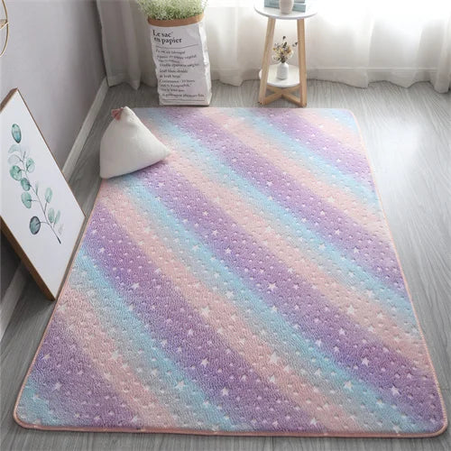 Multicolour Stars Pattern Glow in The Dark Area Rug Horse Area Rug Living Room Carpet Luminous Area Rug Indoor Rugs for Children