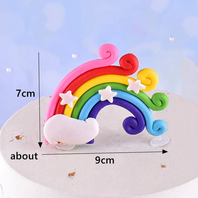 Smiling Face Cloud Rainbow Cake Topper Birthday Cake Baby Shower Kids Christening Birthday Party Wedding Cake Topper Decoratings
