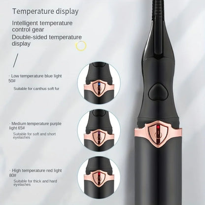 Adjustable 3‑Speed Heated Eyelash Curler · Quick Preheat, Rechargeable, Long‑Lasting Curling Tool
