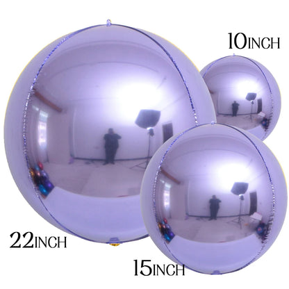 3pcs 4D Round Balloons Metallic Rose Gold Silver Foil Balloons Party Decorations for Birthday Wedding Gender Reveal Photo Props