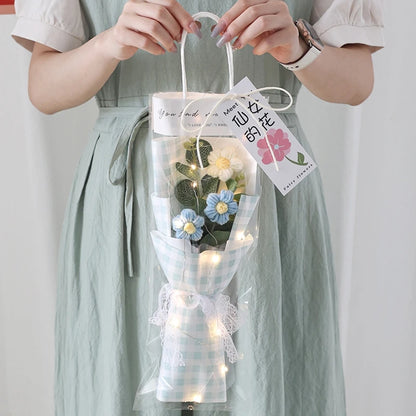 Crochet Flower Bouquet Mother's Day Gifts with LED Light String Hand Knitted Flowers Graduation Artificial Flowers Decor
﻿ 
﻿