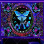 Blacklight Mushroom Tapestry UV Reactive Hippie Skull Tapestries Wall Hanging Eyes Forest Tapestry Glow In The Dark Posters
