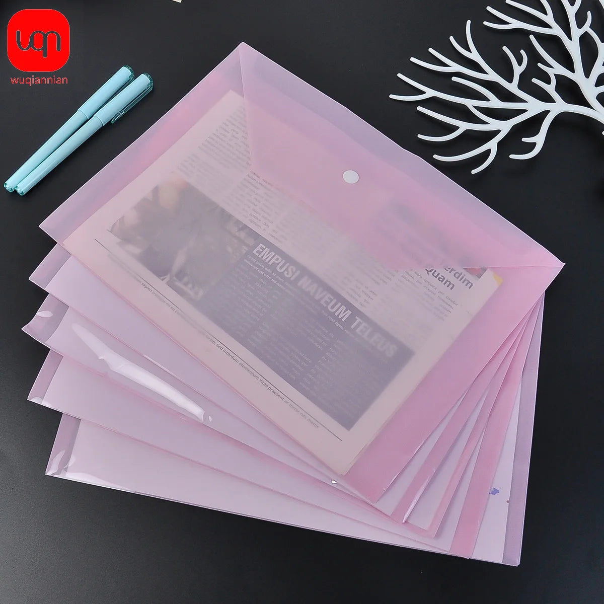 5pcs Plastic Transparent Document Storage Folder  Bag 16C -A4 Paper Size