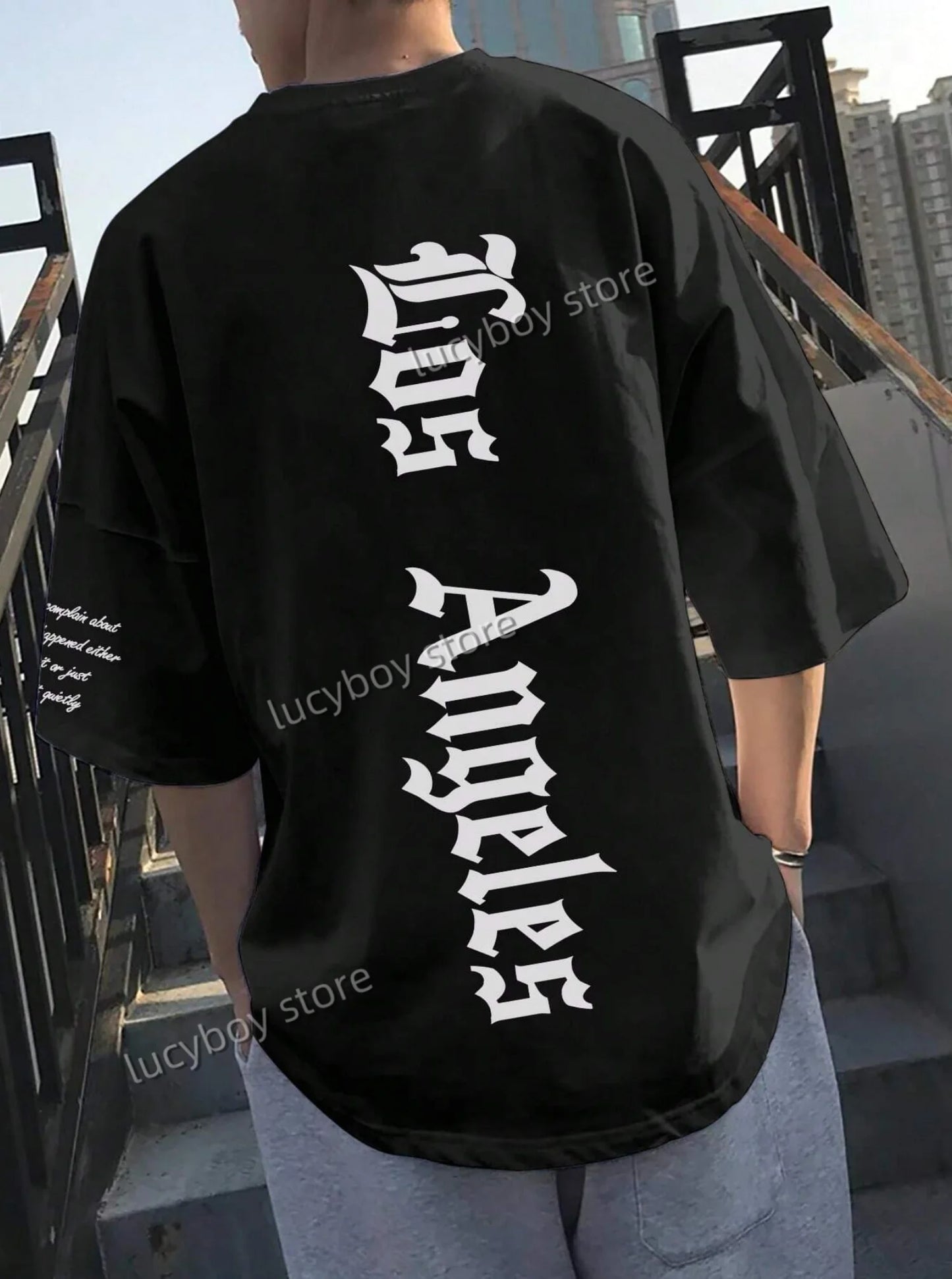 Men’s LOS ANGELES Print T‑Shirt – Loose Fit Short Sleeve