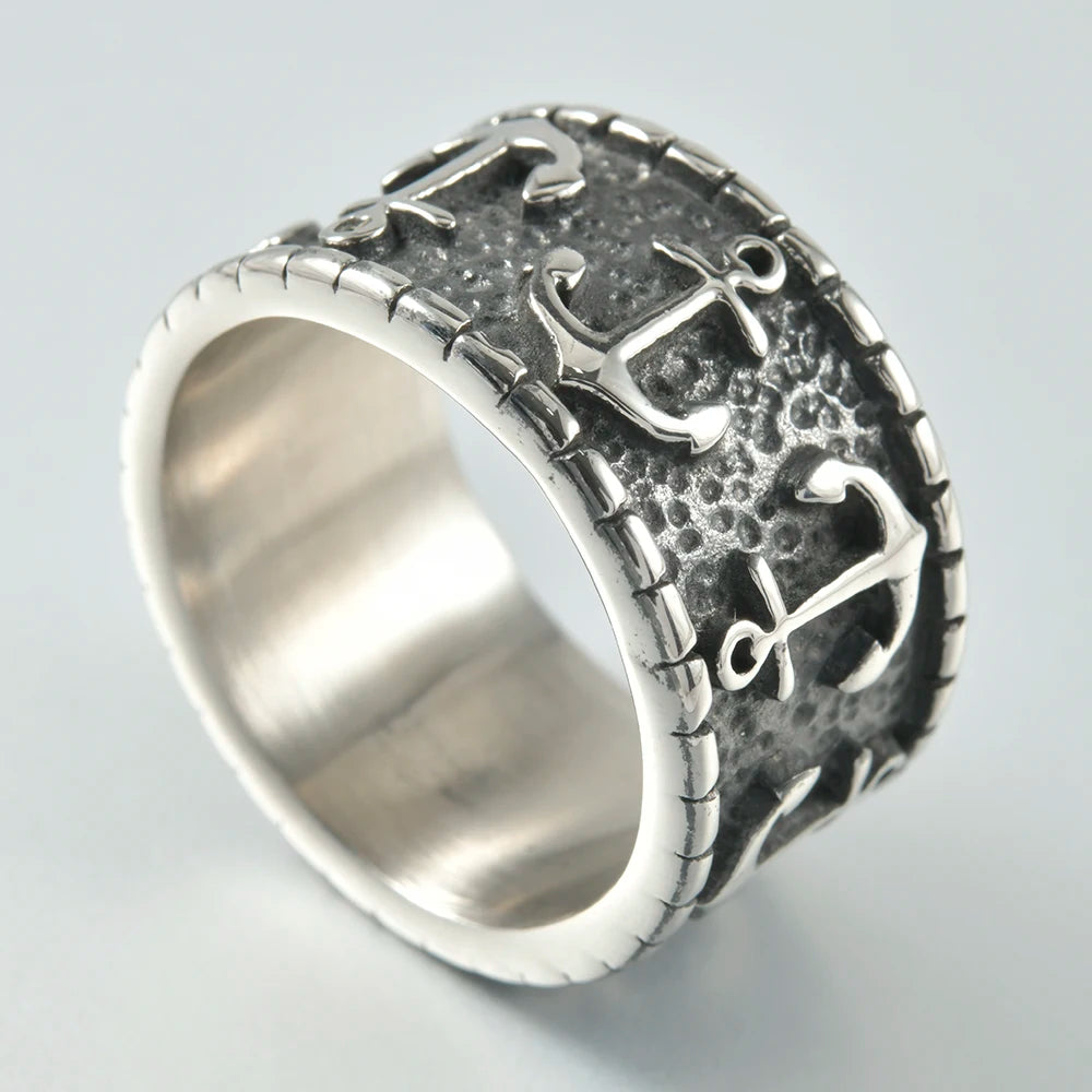 1PC Stainless Steel Vintage Punk Skull Cross Eagle Mens Ring Finger Jewelry Hip Hop Rock Culture Ring Unisex Male Party Ring