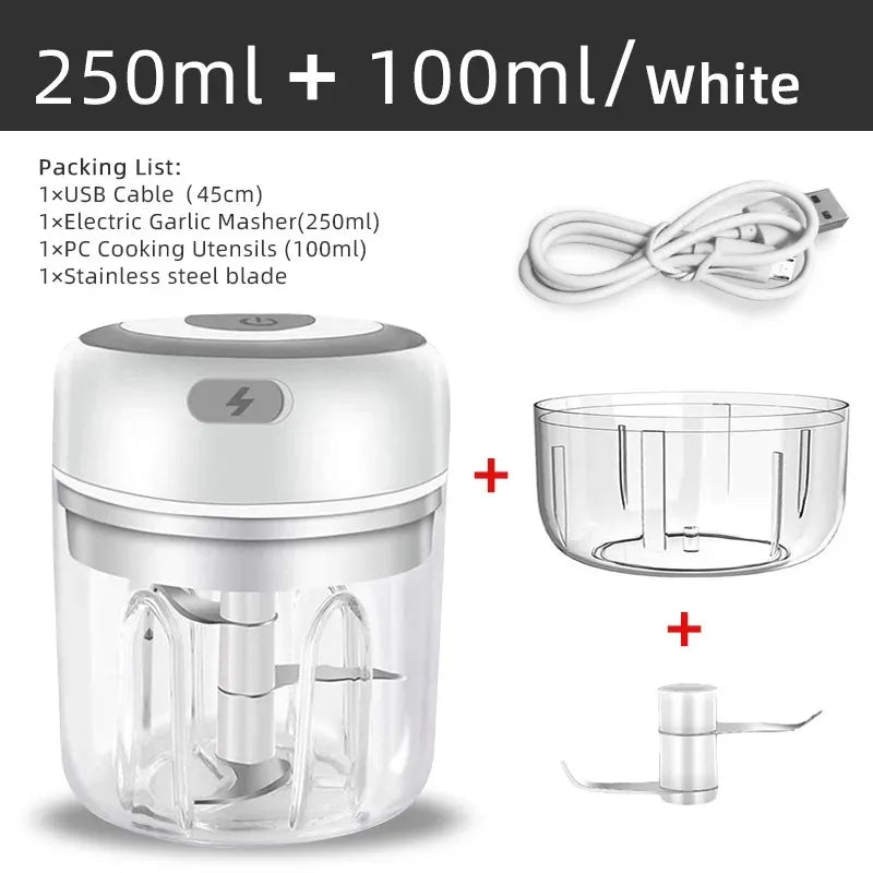 Mini Wireless Electric Garlic Crusher 100ml/250ml Portable Chopper USB Charging