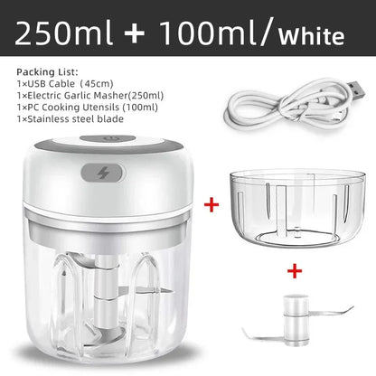 Mini Wireless Electric Garlic Crusher 100ml/250ml Portable Chopper USB Charging