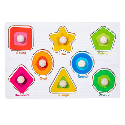 Baby Wooden Puzzles Montessori Toys 1 2 Years Toddler Toys Hand Grab Board Alphabet Number Cognition Learning Educational Toys