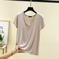 Women’s Plus Size U‑Neck Modal T‑Shirt (L–6XL) – Short Sleeve Solid Color Loose Tee