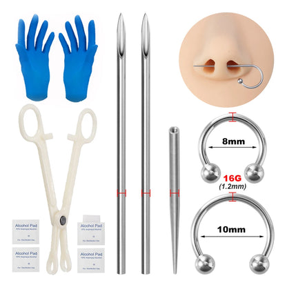 Body Piercing Kit – Surgical Steel Tapers, Needles & Tools for Lip, Nose, Tongue, Cartilage & Navel