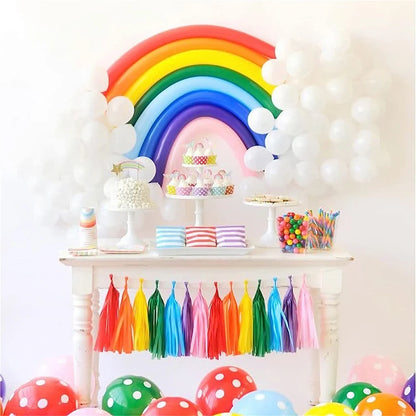 27pcs/set Rainbow Long Balloon Set Long Strip Latex Balloon Mix DIY Birthday Party Christmas Decoration Baby Shower Balloons
