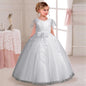 Girl's Elegant Wedding Embroidered Mesh Princess Graduation Party Prom Evening Dress 4–12-Year-Old