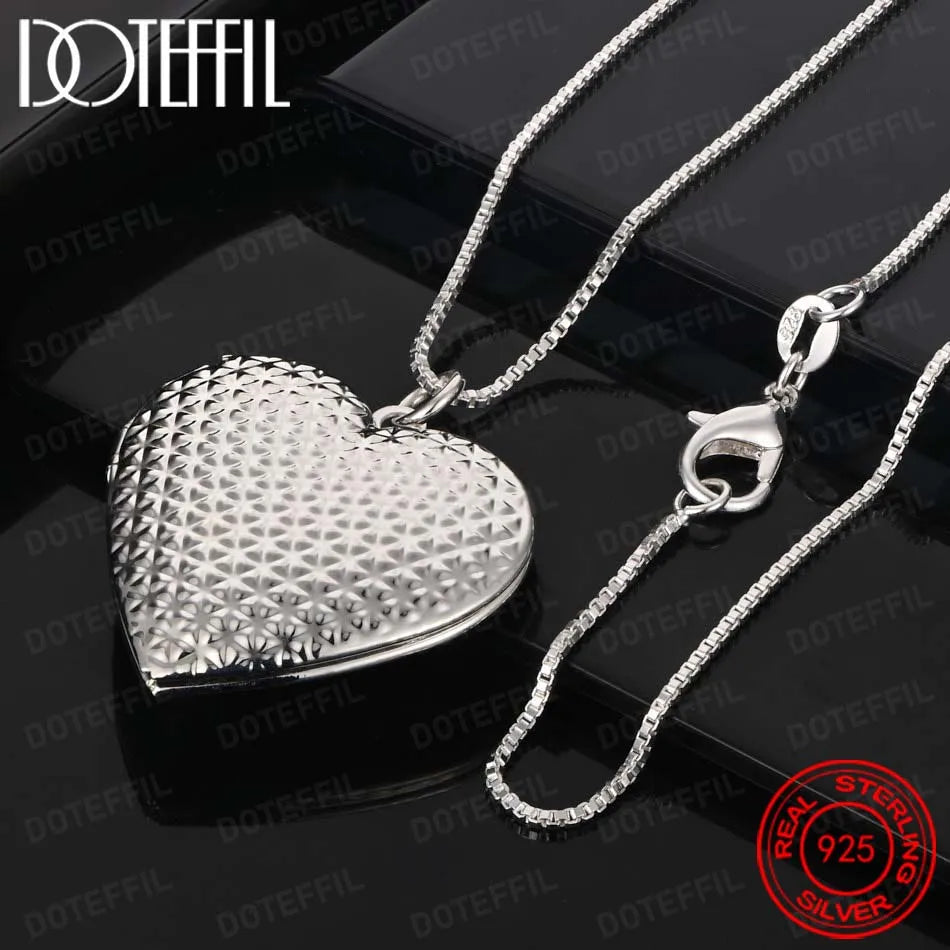 925 Sterling Silver Exquisite Heart Pendant Necklace Women Party Wedding Gift Jewelry Accessories