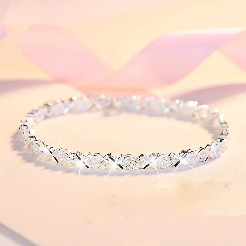 New fashion 925 sterling Silver cute Bracelets chain for Women party wedding Engagement jewelry 20cm 8inch Valentine's Day Gifts