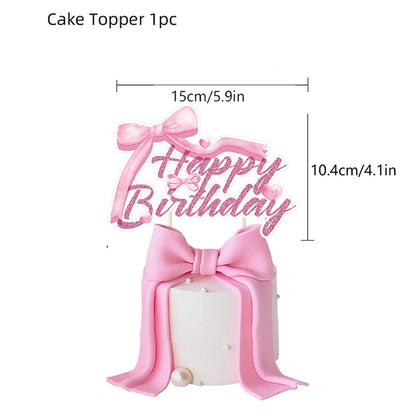 Pink Bow Birthday Theme Party Set Disposable