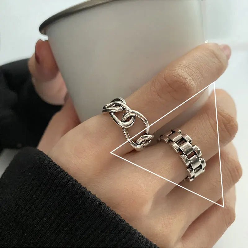 925 Sterling Silver Rings For Women Men Fine Jewelry Finger Adjustable Open Vintage Chain Ring