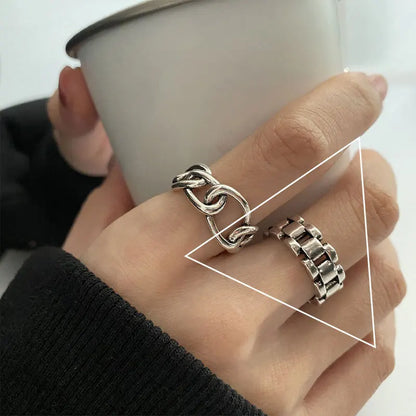 925 Sterling Silver Rings For Women Men Fine Jewelry Finger Adjustable Open Vintage Chain Ring