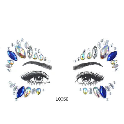 3D Sexy Face Tattoo Crystal Stickers Temporary Tattoos Glitter Fake Tattoo Rhinestones Masquerade Women Party Face Jewels Tattoo