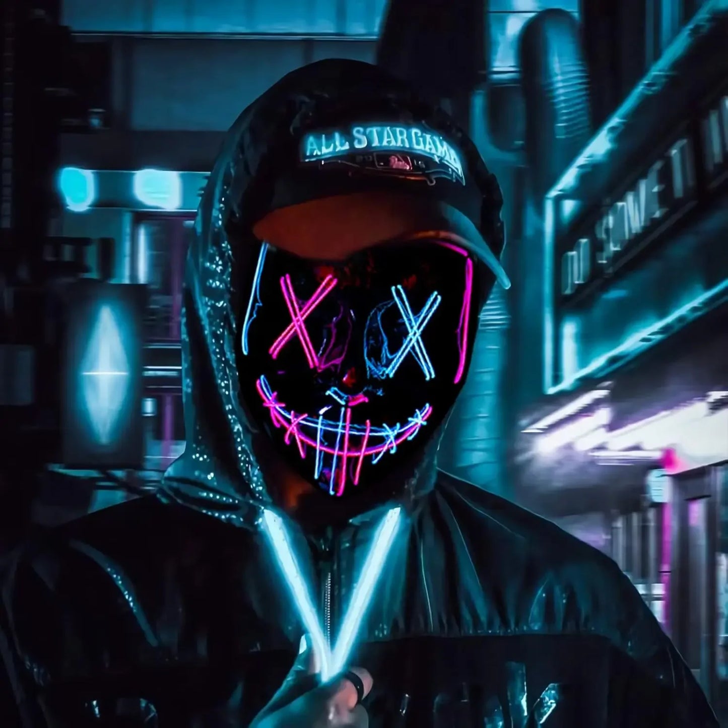 Poptrend LED Light‑Up Halloween Mask – Scary Cosplay Masquerade Mask for Festivals, Parties & Carnival Gifts