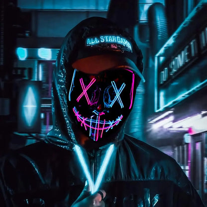 Poptrend LED Light‑Up Halloween Mask – Scary Cosplay Masquerade Mask for Festivals, Parties & Carnival Gifts