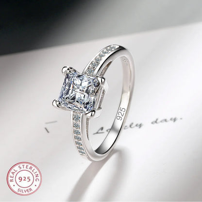 925 Sterling Silver Rings Size 5#-10# Quadrate Zircon High Quality For Women Fine Wedding  Jewelry Accessories Party Gifts