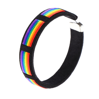 Rainbow String Open Cuff Bracelet – Fashion Unisex Bangle with Colorful Charm