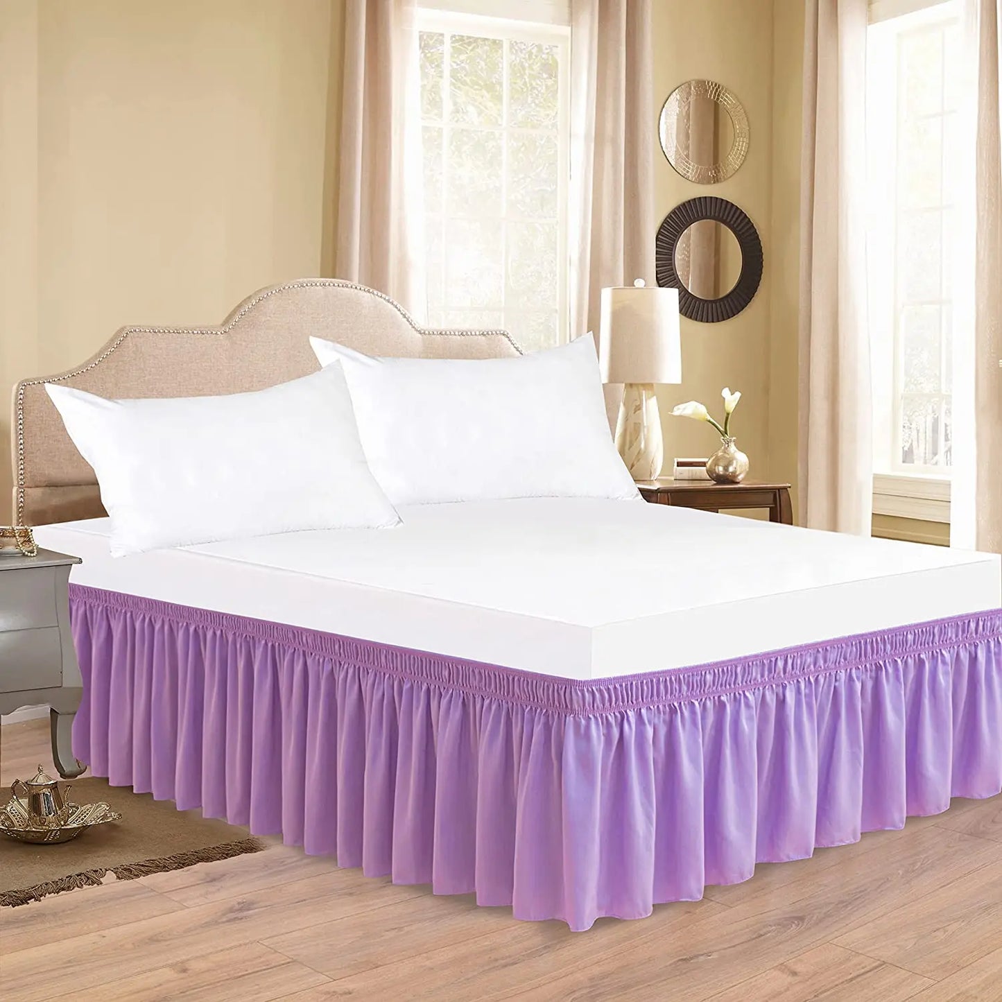 Top Selling Classic Thick Solid ColorWell Made Ruffles Bed Skirt With Wrinkle and Fade Resistant Fabric and  Widen Elastic Belt