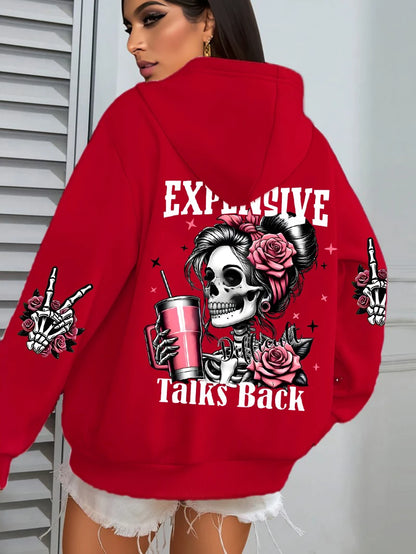Women's Loose Multicolor Pullovers Fleece Pocket Hoody